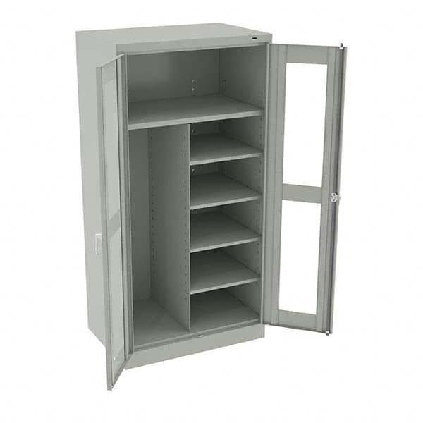 Tennsco - 6 Shelf Combination Storage Cabinet - Steel, 36" Wide x 24" Deep x 72" High, Light Gray - Americas Industrial Supply
