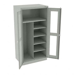 Tennsco - 6 Shelf Combination Storage Cabinet - Steel, 36" Wide x 24" Deep x 72" High, Light Gray - Americas Industrial Supply
