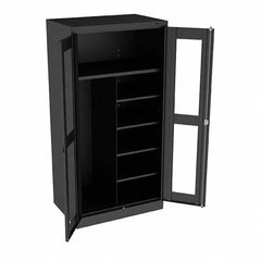 Tennsco - 6 Shelf Combination Storage Cabinet - Steel, 36" Wide x 24" Deep x 72" High, Black - Americas Industrial Supply