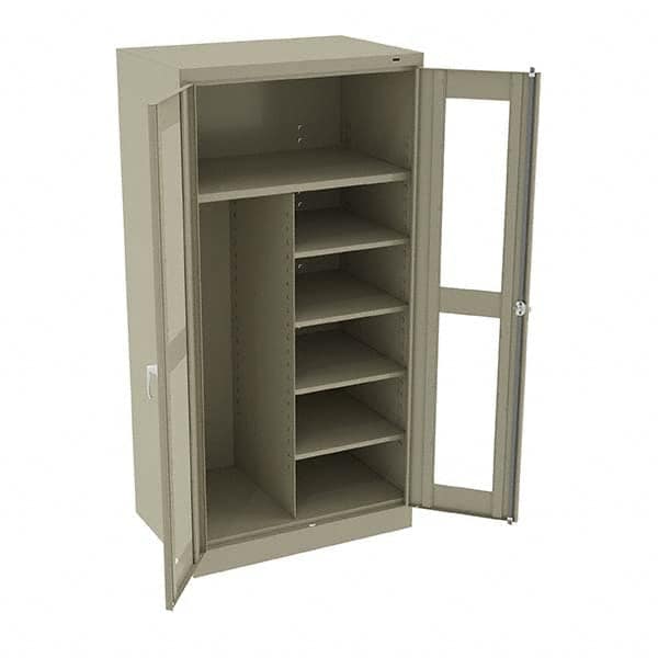 Tennsco - 6 Shelf Combination Storage Cabinet - Steel, 36" Wide x 24" Deep x 72" High, Sand - Americas Industrial Supply