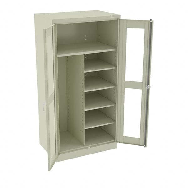 Tennsco - 6 Shelf Combination Storage Cabinet - Steel, 36" Wide x 24" Deep x 72" High, Champagne/Putty - Americas Industrial Supply