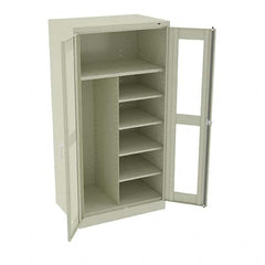 Tennsco - 6 Shelf Combination Storage Cabinet - Steel, 36" Wide x 24" Deep x 72" High, Champagne/Putty - Americas Industrial Supply