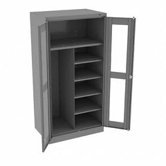 Tennsco - 6 Shelf Combination Storage Cabinet - Steel, 36" Wide x 24" Deep x 72" High, Medium Gray - Americas Industrial Supply