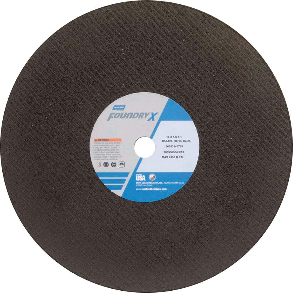 Norton - 14 x 1/8, 1" Hole 30 Grit Aluminum Oxide Cutoff Wheel - Americas Industrial Supply