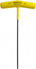 Bondhus - 3/32" Hex, T-Handle Cushion Grip, Ball End Hex Key - 6-7/64" OAL, Protanium High Torque Steel, Inch System of Measurement - Americas Industrial Supply