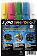 Expo - Blue, Green Pink, Yellow & White Bullet Point Wet Erase Markers - For Use with Black Marker Boards, Fluorescent Light Boards, Glass Boards & White Boards - Americas Industrial Supply