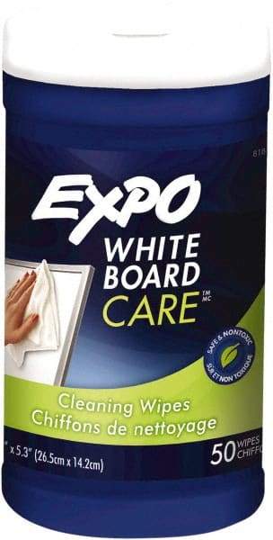 Expo - Dry Erase Surface Cleaner - Includes 50 White Board Cleaning Wipes, For Use with Dry Erase Marker Boards - Americas Industrial Supply