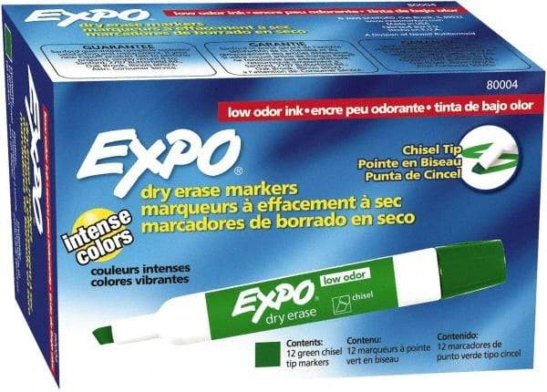 Expo - Green Low Odor Chisel Tip 12 Pack Dry Erase Markers - For Use with Dry Erase Marker Boards - Americas Industrial Supply