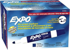 Expo - Blue Low Odor Bullet Tip 12 Pack Dry Erase Markers - For Use with Dry Erase Marker Boards - Americas Industrial Supply