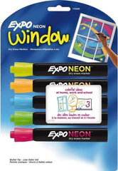 Expo - Blue, Green, Orange, Pink & Yellow Bullet Tip Neon 5 Pack Dry Erase Markers - For Use with Dry Erase Marker Boards - Americas Industrial Supply