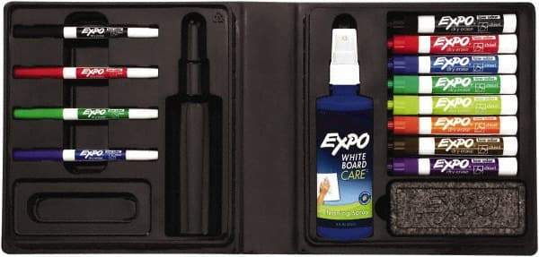 Expo - Assorted Colors, Low Odor 4 Fine Point, 8 Chisel Tip Dry Erase Markers - Includes Cleaning Fluid, For Use with Dry Erase Marker Boards - Americas Industrial Supply