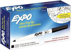 Expo - Black Low Odor Ultra Fine Tip 12 Pack Dry Erase Markers - For Use with Dry Erase Marker Boards - Americas Industrial Supply