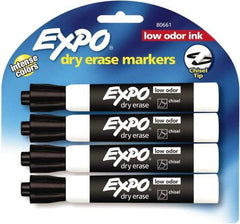 Expo - Black Low Odor Chisel Tip 4 Pack Dry Erase Markers - For Use with Dry Erase Marker Boards - Americas Industrial Supply