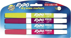 Expo - Aqua, Lime, Pink & Plum Low Odor Fine Tip 4 Pack Dry Erase Markers - For Use with Dry Erase Marker Boards - Americas Industrial Supply