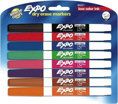 Expo - Black, Blue, Brown, Green, Orange, Pink, Purple & Red Low Odor Fine Tip 8 Pack Dry Erase Markers - For Use with Dry Erase Marker Boards - Americas Industrial Supply