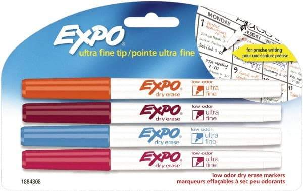 Expo - Aqua Blue, Orange, Pink & Plum Low Odor Ultra Fine Tip 4 Pack Dry Erase Markers - For Use with Dry Erase Marker Boards - Americas Industrial Supply