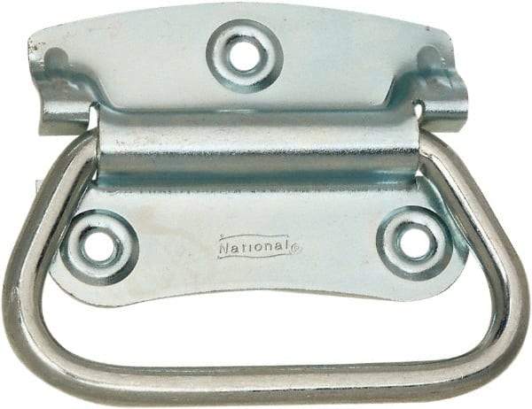 National Mfg. - 2-3/4" Wide Plate x 2" High Plate, 2" Bail ID, #0, Steel Chest Handle - #6 Screw, 3.35" Wide x 2.74" High, 0.165" Mounting Hole Diam, Zinc Plated, 4 Holes - Americas Industrial Supply