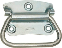 National Mfg. - 2-3/4" Wide Plate x 2" High Plate, 2" Bail ID, #0, Steel Chest Handle - #6 Screw, 3.35" Wide x 2.74" High, 0.165" Mounting Hole Diam, Zinc Plated, 4 Holes - Americas Industrial Supply