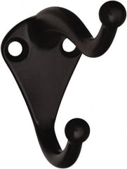 National Mfg. - 1" Wide x 2" High x 0.11" Thick, Double Coat & Hat Hook - 2-3/4" Projection, Oil Rubbed Bronze - Americas Industrial Supply