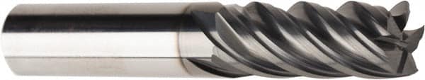 American Tool Service - 1/2", 1-3/4" LOC, 1/2" Shank Diam, 3-1/2" OAL, 5 Flute, Solid Carbide Square End Mill - Single End, AlCrN Finish, Spiral Flute, Variable° Helix, Centercutting, Right Hand Cut, Right Hand Flute - Americas Industrial Supply