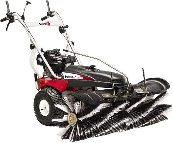 Trynex - 48" Sweeping Width, Single Brush Rotary Sweeper - Self Propelled, Rubber Wheels, Polypropylene Bristles - Americas Industrial Supply