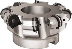 Seco - 8 Inserts, 5.311" Cutter Diam, 0.0787" Max Depth of Cut, Indexable High-Feed Face Mill - 1.5748" Arbor Hole Diam, 0.6457" Keyway Width, 2.4803" High, R220.21 Toolholder, ON.. 09.. Inserts - Americas Industrial Supply