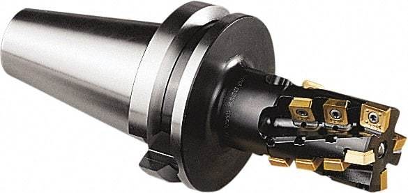 Seco - 50mm Cut Diam, 77mm Max Depth of Cut, 250mm OAL, Indexable Square Shoulder Helical End Mill - BT50 Taper Shank, 90° Lead Angle, Series Turbo - Americas Industrial Supply