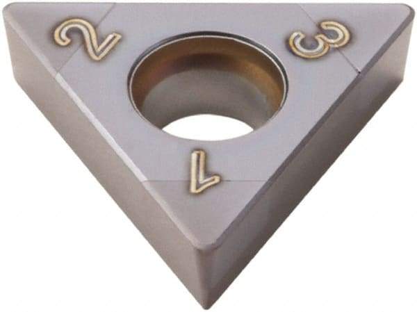 Seco - TCGW21.51 Grade CBN060K PCBN Turning Insert - TiSiAlN Finish, 60° Triangle, 1/4" Inscr Circle, 3/32" Thick, 1/64" Corner Radius - Americas Industrial Supply
