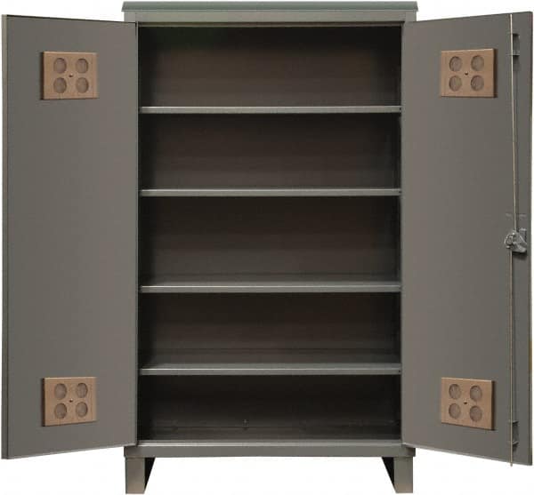 Durham - 4 Shelf Locking Storage Cabinet - Steel, 60" Wide x 24" Deep x 78" High, Gray - Americas Industrial Supply