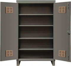 Durham - 4 Shelf Locking Storage Cabinet - Steel, 48" Wide x 24" Deep x 78" High, Gray - Americas Industrial Supply