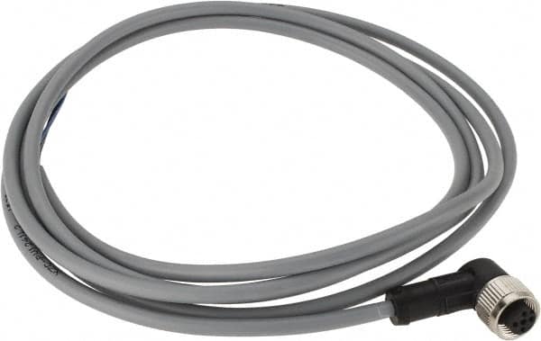 Telemecanique Sensors - 3 Amp, M12 4 Pin Elbowed Female Cordset Sensor and Receptacle - 250 VAC, 300 VDC, 2m Cable Length, IP67 Ingress Rating - Americas Industrial Supply