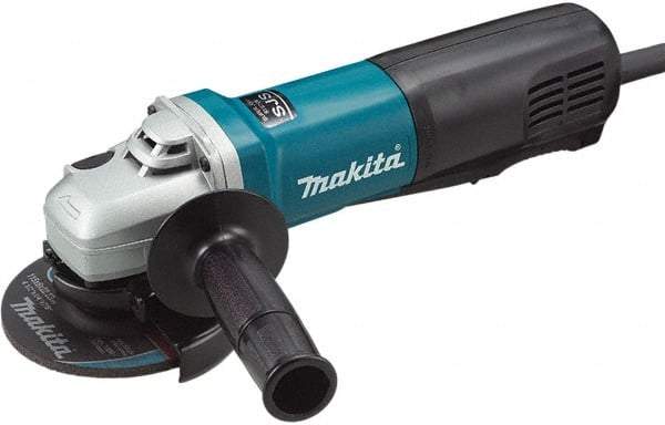 Makita - 4-1/2" Wheel Diam, 10,500 RPM, Corded Angle & Disc Grinder - 5/8-11 Spindle, 120 Volts, 10 Amps - Americas Industrial Supply