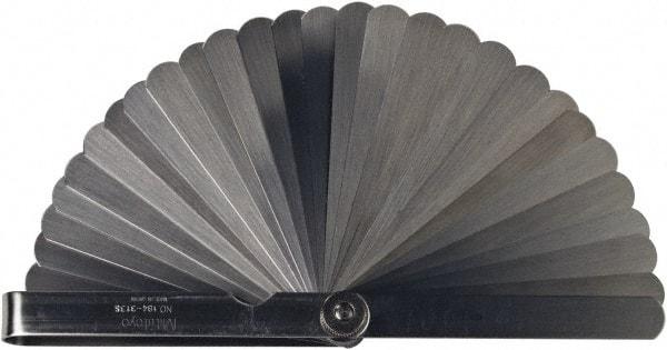 Mitutoyo - 28 Piece, 0.05 to 1mm Feeler Gage Set - 100mm Long x 13mm Wide, Tempered Steel - Americas Industrial Supply