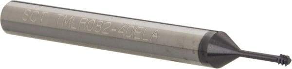 Scientific Cutting Tools - #4-40 UNC, 0.082" Cutting Diam, 3 Flute, Solid Carbide Helical Flute Thread Mill - Internal Thread, 0.3" LOC, 2-1/2" OAL, 1/4" Shank Diam - Americas Industrial Supply