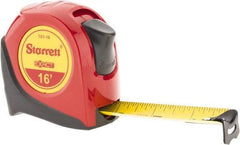 Starrett - 16' x 1" Yellow Blade Tape Measure - 1/16" Graduation, S1 Graduation Style, Red Case - Americas Industrial Supply
