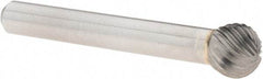 Cle-Line - 3/8" Cut Diam, 1/4" Shank Diam, Ball Head Single Cut Burr - Carbide, 3/8" LOC, 2-5/64" OAL - Americas Industrial Supply