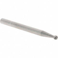Cle-Line - 3/32" Cut Diam, 1/8" Shank Diam, Ball Head Single Cut Burr - Carbide, 3/32" LOC, 1-1/2" OAL - Americas Industrial Supply