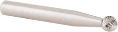 Cle-Line - 1/4" Cut Diam, 1/4" Shank Diam, Ball Head Double Cut Burr - Carbide, 1/4" LOC, 2" OAL - Americas Industrial Supply