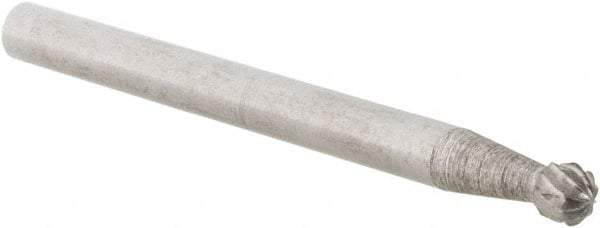 Cle-Line - 1/8" Cut Diam, 1/8" Shank Diam, Ball Head Double Cut Burr - Carbide, 1/8" LOC, 1-1/2" OAL - Americas Industrial Supply