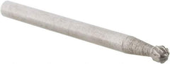 Cle-Line - 1/8" Cut Diam, 1/8" Shank Diam, Ball Head Double Cut Burr - Carbide, 1/8" LOC, 1-1/2" OAL - Americas Industrial Supply
