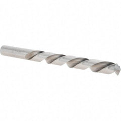 Cle-Line - 1/2" 118° High Speed Steel Jobber Drill - Bright Finish, Left Hand Cut, Spiral Flute, Straight Shank, 6" OAL, Standard Point - Americas Industrial Supply