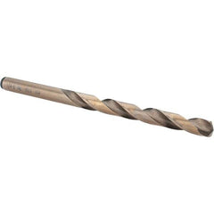 Chicago-Latrobe - Letter E (1/4) 135° Cobalt Jobber Drill - Gold Finish Finish, Right Hand Cut, Spiral Flute, Straight Shank, 101.6mm OAL, Split Point - Americas Industrial Supply