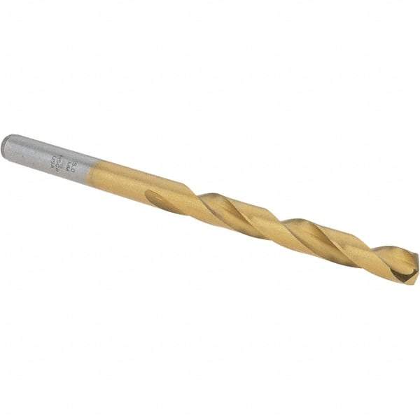 Chicago-Latrobe - 5mm 135° Cobalt Jobber Drill - TiN Finish, Right Hand Cut, Spiral Flute, Straight Shank, 86mm OAL, Split Point - Americas Industrial Supply