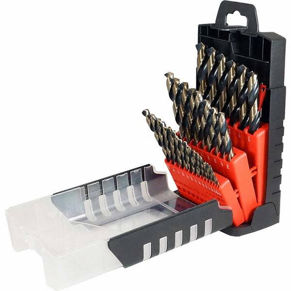 Cle-Force - 1/16 to 1/2", 135° Point, Oxide/Gold Finish, High Speed Steel Jobber Length Drill Bit Set - Americas Industrial Supply