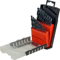 Cle-Force - 1/16 to 3/8", 118° Point, Oxide Finish, High Speed Steel Jobber Length Drill Bit Set - Americas Industrial Supply
