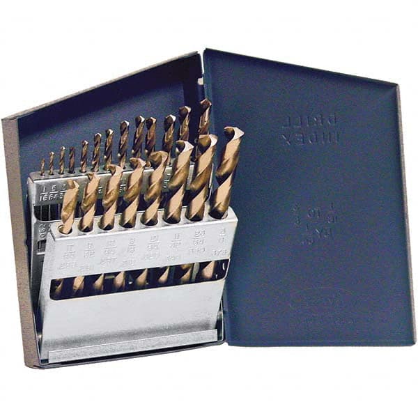 Chicago-Latrobe - 1/16 to 3/8", 135° Point, TiN Finish, High Speed Steel Jobber Length Drill Bit Set - Americas Industrial Supply