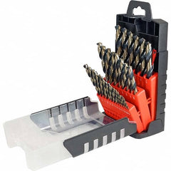 Cle-Force - 1/16 to 1/2", 135° Point, Oxide/Gold Finish, High Speed Steel Jobber Length Drill Bit Set - Americas Industrial Supply