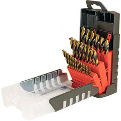 Cle-Force - 1/16 to 1/2", 135° Point, Oxide/Gold Finish, High Speed Steel Maintenance Length Drill Bit Set - Americas Industrial Supply