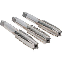 Cle-Line - 1/2-13 UNC, 4 Flute, Bottoming, Plug & Taper, Bright Finish, High Speed Steel Tap Set - Right Hand Cut, 3-3/8" OAL, 1-21/32" Thread Length, Series 0404 - Americas Industrial Supply