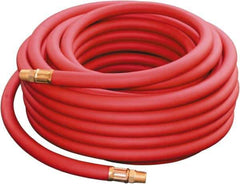 PRO-SOURCE - 3/8" ID x 0.69" OD 50' Long Multipurpose Air Hose - MNPT x MNPT Ends, 300 Working psi, -30 to 176°F, 1/4" Fitting, Red - Americas Industrial Supply
